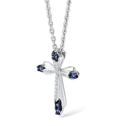 ALDO Jewelry Designer Sapphire Crystal Cross Amulet Pendant Necklace for Woman