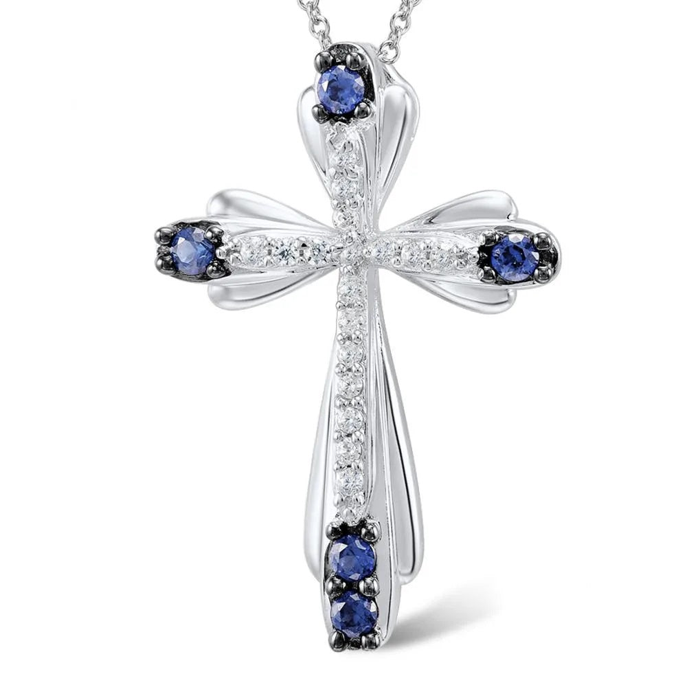 ALDO Jewelry Designer Sapphire Crystal Cross Amulet Pendant Necklace for Woman