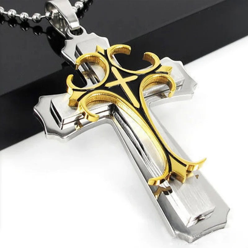 ALDO Jewelry Gold Ambasador Cross Amulet Pendant Necklace for Men