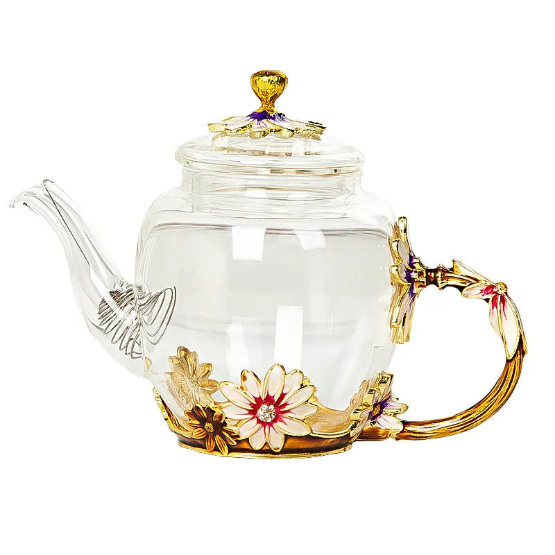 ALDO ‎> Kitchen & Dining > Tableware > Dinnerware 1 Teapot Beautiful Enamel Crystal Tea Set and Daisy Glass Teapot