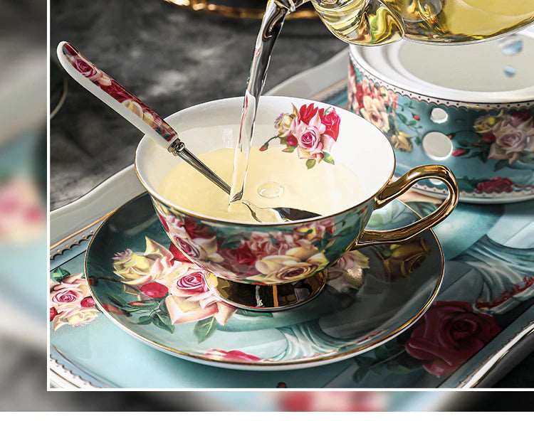 ALDO ‎> Kitchen & Dining > Tableware > Dinnerware British Style Coffee and Tea Luxury Porcelain 24 karat Gold Plated Set