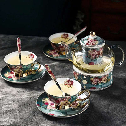 ALDO ‎> Kitchen & Dining > Tableware > Dinnerware British Style Coffee and Tea Luxury Porcelain 24 karat Gold Plated Set