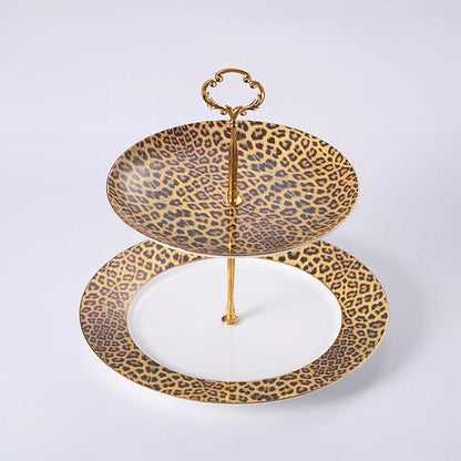 ALDO ‎> Kitchen & Dining > Tableware > Dinnerware Dessert Server / porcelain / new Leopard Style Luxury Coffee and Tea Porcelain 24 Karat Gold Plated Sets For Six