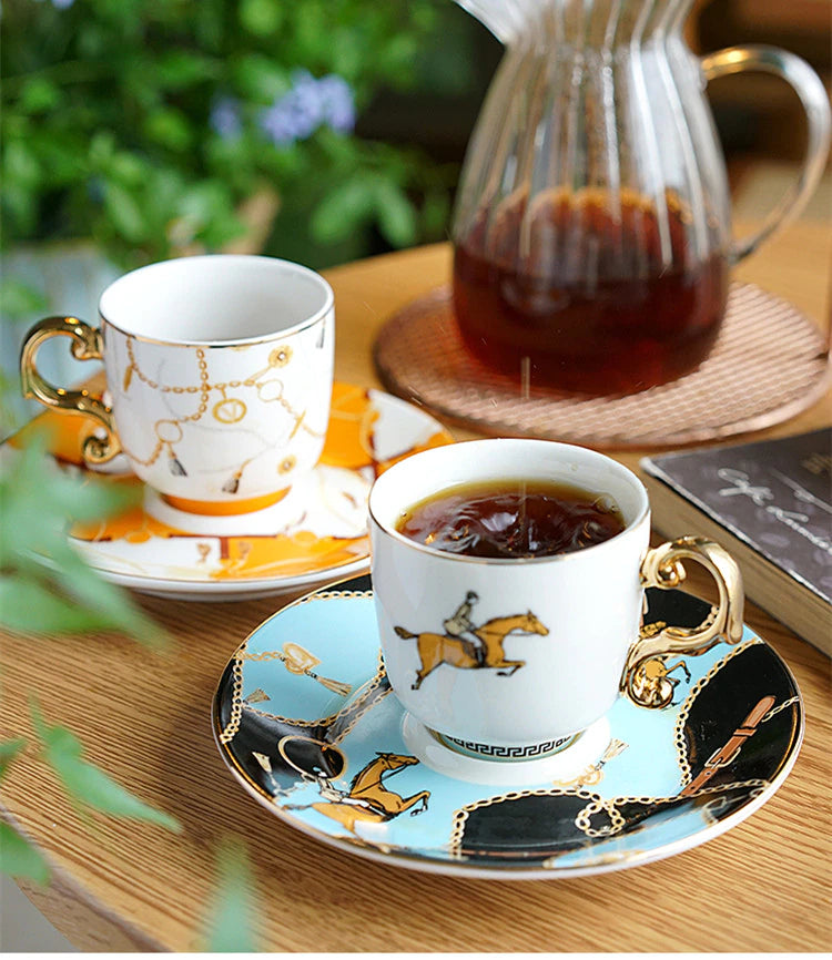 ALDO ‎> Kitchen & Dining > Tableware > Dinnerware French Style Dior"Amie Cofee and Tea Luxury Porcelain 24 arat Gold Plated Set