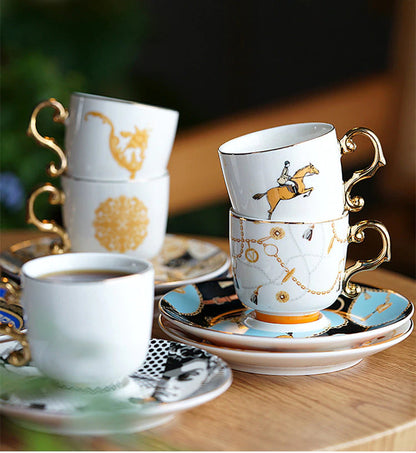 ALDO ‎> Kitchen & Dining > Tableware > Dinnerware French Style Dior"Amie Cofee and Tea Luxury Porcelain 24 arat Gold Plated Set