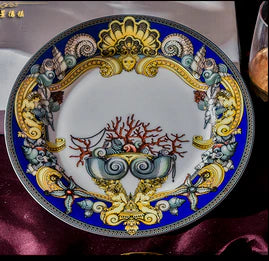 ALDO Kitchen & Dining > Tableware > Dinnerware Luxury European Royal Style Blue Ocean Hand Made Fine Porcelain Dinner Set For 10 Person