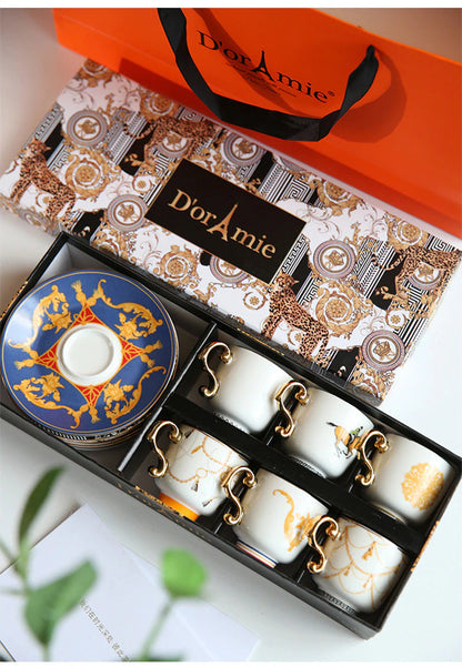 ALDO ‎> Kitchen & Dining > Tableware > Dinnerware Set for Six Blue / porcelain / new French Style Dior"Amie Cofee and Tea Luxury Porcelain 24 arat Gold Plated Set