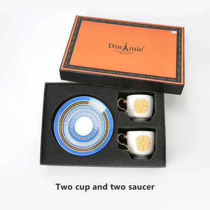 ALDO ‎> Kitchen & Dining > Tableware > Dinnerware Set for Two Blue and Gold / porcelain / new French Style Dior"Amie Cofee and Tea Luxury Porcelain 24 arat Gold Plated Set