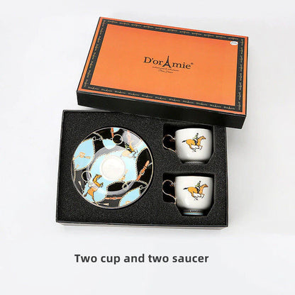 ALDO ‎> Kitchen & Dining > Tableware > Dinnerware Set for Two Galoping Horses / porcelain / new French Style Dior"Amie Cofee and Tea Luxury Porcelain 24 arat Gold Plated Set