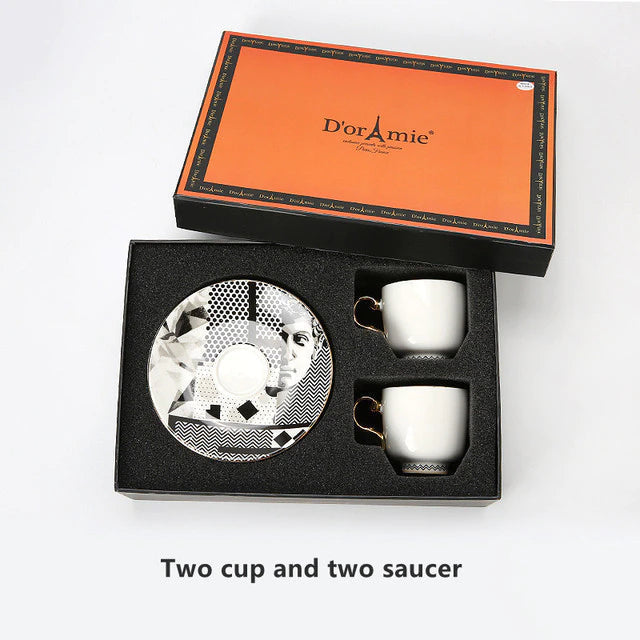 ALDO ‎> Kitchen & Dining > Tableware > Dinnerware Set for Two Gray / porcelain / new French Style Dior"Amie Cofee and Tea Luxury Porcelain 24 arat Gold Plated Set