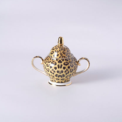 ALDO ‎> Kitchen & Dining > Tableware > Dinnerware Sugar Pot / porcelain / new Leopard Style Luxury Coffee and Tea Porcelain 24 Karat Gold Plated Sets For Six