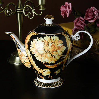 ALDO ‎> Kitchen & Dining > Tableware > Dinnerware Tea / Coffee Pot / porcelain / new British Riyal Collection Style Elegant Coffee and Tea Luxury 24 karat Plated Porcelain Set