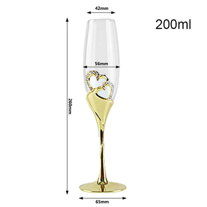 ALDO Kitchen & Dining > Tableware > Drinkware Elegant Unique Custom Made Infinity Double Hearts Wedding Led Free Crystal Champagne Wine Glasses Set of Two