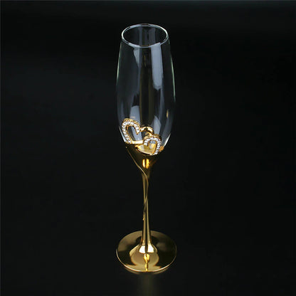 ALDO Kitchen & Dining > Tableware > Drinkware Elegant Unique Custom Made Infinity Double Hearts Wedding Led Free Crystal Champagne Wine Glasses Set of Two