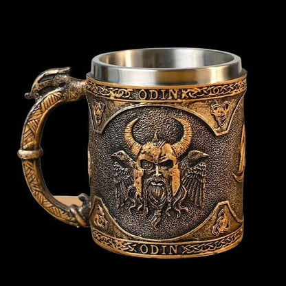 ALDO Kitchen & Dining > Tableware > Drinkware Medieval  Viking 450ml/ 15.3oz  Resin Stainless Steel Beer Cofee  Mug