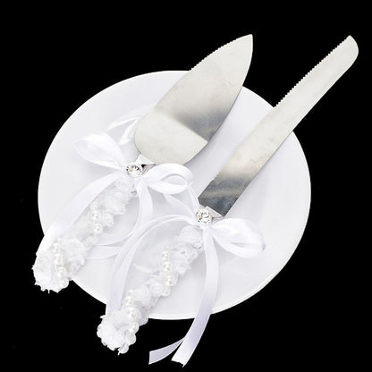 ALDO Kitchen & Dining > Tableware > Drinkware New / Lead free Crystal / 2.5 x 8.4 x 2.5 Inches Eligant Laxury Bride and Groom Dressed In Rhinestone Bridal Set Lead Free Crystal Champagne Wine Glasses with Cake Knife and Shovel