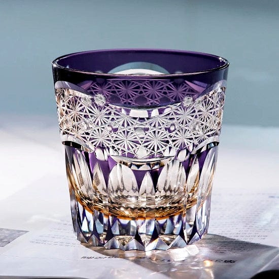 ALDO Kitchen & Dining > Tableware > Drinkware Private Collection Purple Star Japanese Edo Kiriko Crystal Hand Cut Whiskey Crystal Glass