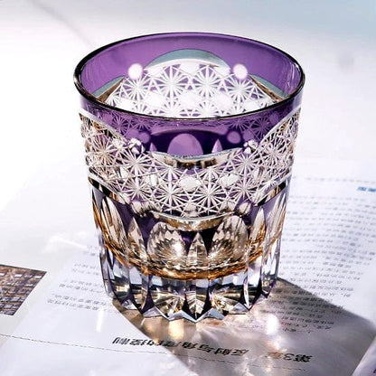 ALDO Kitchen & Dining > Tableware > Drinkware Private Collection Purple Star Japanese Edo Kiriko Crystal Hand Cut Whiskey Crystal Glass