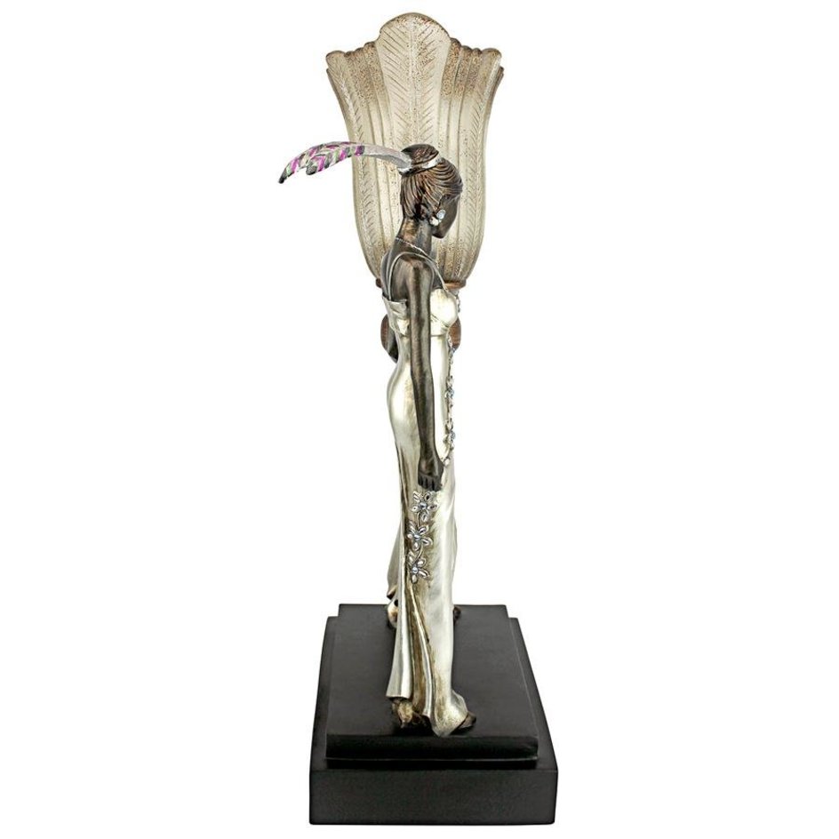 ALDO Lighting > Lamps Art Deco Peacock Maidens Tabletop Lamp Statue By Artist Erte