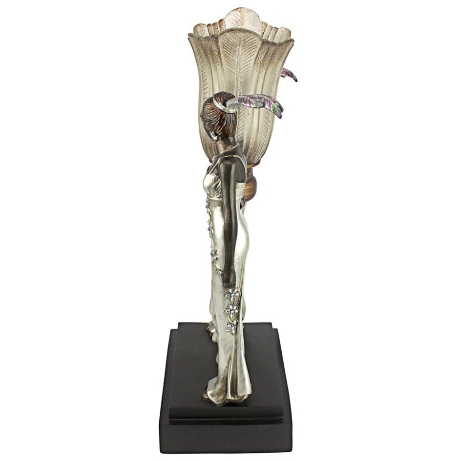 ALDO Lighting > Lamps Art Deco Peacock Maidens Tabletop Lamp Statue By Artist Erte