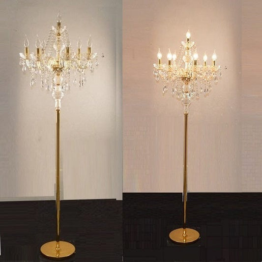 ALDO Lighting > Lamps Gold Crystal  Large Sculptural Floor Lamp With Real K 9 Crystalls With LED Bolds