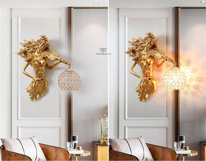 ALDO Lighting > Lighting Fixtures > Ceiling Light Fixtures European Retro Sculptural Woman with Violin ‎ Lamp Sconce Light, Indoor Fixture