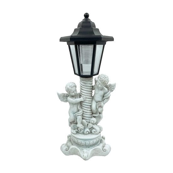 ALDO Lighting > Lighting Fixtures > Ceiling Light Fixtures Garden Outdoor Landscape Solar Lighting Cherub Angel Garden Statue with Roma Pillar