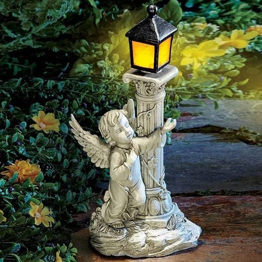 ALDO Lighting > Lighting Fixtures > Ceiling Light Fixtures Left Garden Outdoor Landscape Solar Lighting Angel with Roman Column