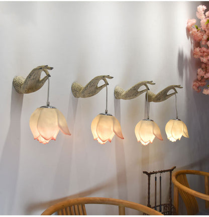 ALDO Lighting > Lighting Fixtures > Ceiling Light Fixtures Lotus Style Sculptural Wall LED Bulb Lamp Sconce