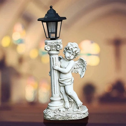 ALDO Lighting > Lighting Fixtures > Ceiling Light Fixtures Outdoor Courtyard Patio Lamps Angel Statue with Roman Pillar