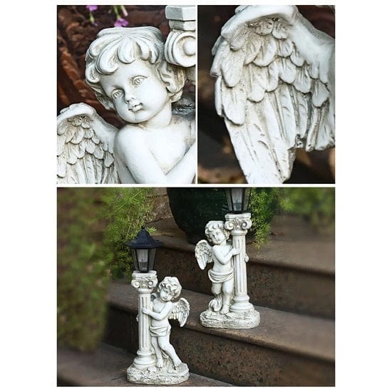 ALDO Lighting > Lighting Fixtures > Ceiling Light Fixtures Outdoor Courtyard Patio Lamps Angel Statue with Roman Pillar