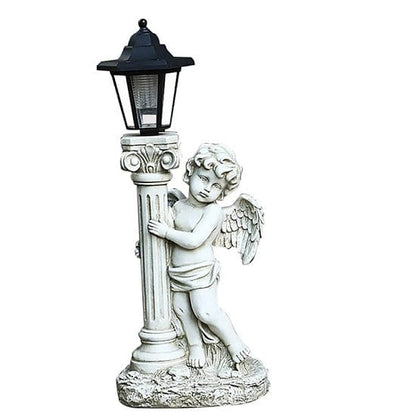 ALDO Lighting > Lighting Fixtures > Ceiling Light Fixtures Outdoor Courtyard Patio Lamps Angel Statue with Roman Pillar