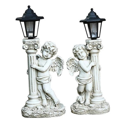 ALDO Lighting > Lighting Fixtures > Ceiling Light Fixtures Outdoor Courtyard Patio Lamps Angel Statue with Roman Pillar