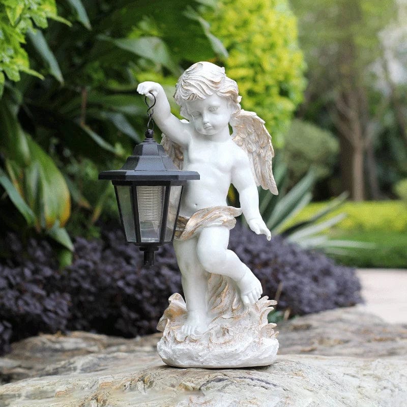 ALDO Lighting > Lighting Fixtures > Ceiling Light Fixtures Outdoor Garden  Courtyard Sculpture Angel Carrying Solar Lamp