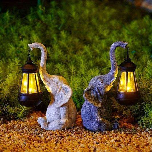ALDO Lighting > Lighting Fixtures > Ceiling Light Fixtures Outdoor Garden  Courtyard Sculpture Elefant Carrying Solar Lamp