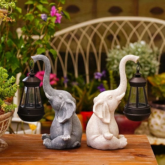 ALDO Lighting > Lighting Fixtures > Ceiling Light Fixtures Outdoor Garden  Courtyard Sculpture Elefant Carrying Solar Lamp