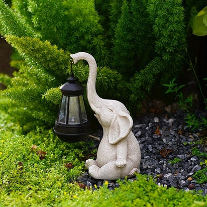 ALDO Lighting > Lighting Fixtures > Ceiling Light Fixtures Outdoor Garden  Courtyard Sculpture Elefant Carrying Solar Lamp