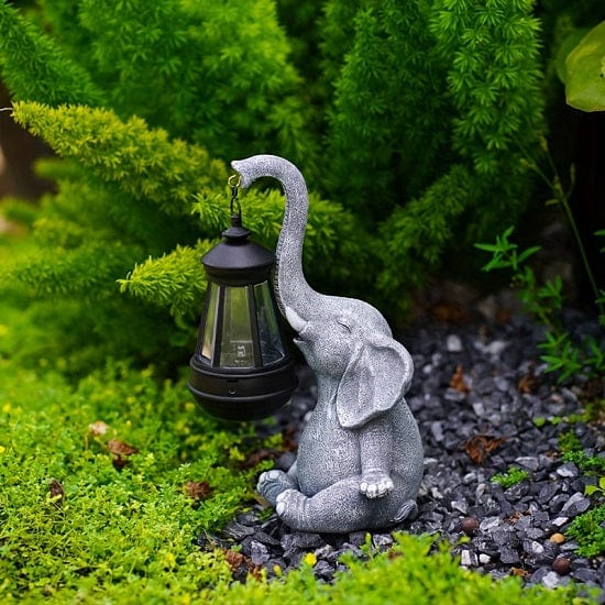 ALDO Lighting > Lighting Fixtures > Ceiling Light Fixtures Outdoor Garden  Courtyard Sculpture Elefant Carrying Solar Lamp