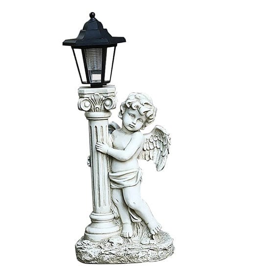 ALDO Lighting > Lighting Fixtures > Ceiling Light Fixtures Right Outdoor Courtyard Patio Lamps Angel Statue with Roman Pillar