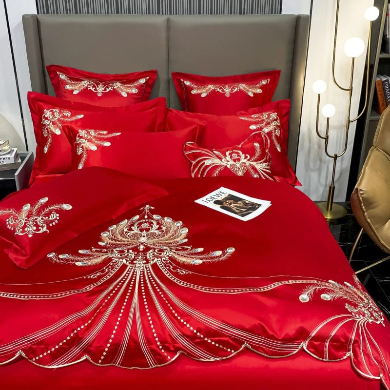 ALDO Linens & Bedding > Bedding > Duvet Covers Victorian Royal Style Luxury Duvet Egyptian Cotton Embroidery Cotton 4 Pic Bedding Set