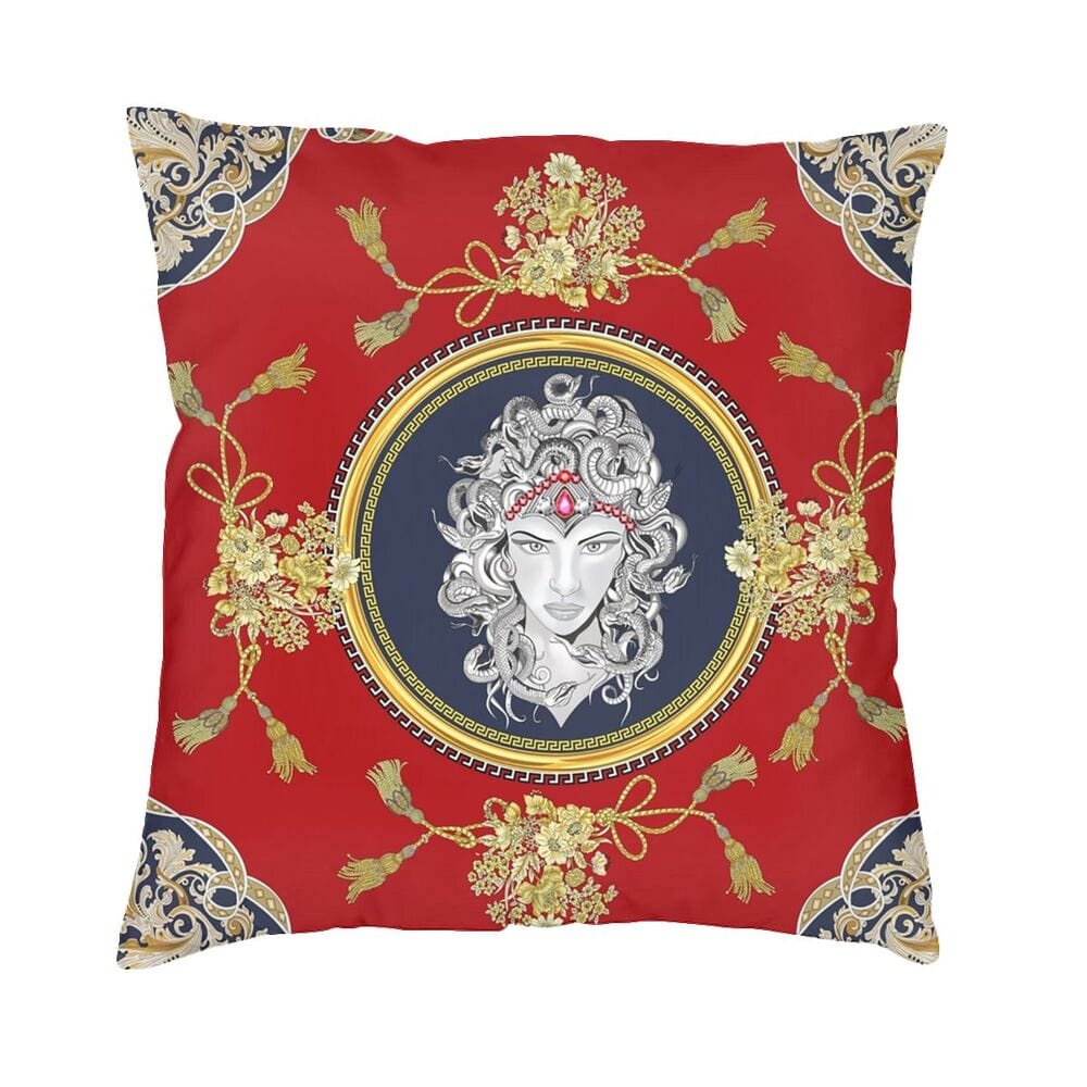 ALDO Linens & Bedding > Bedding > Pillowcases & Shams 40x40cm 16x16in / Velvet / Red and Gold Versace Style Decorative Luxury Velvet Pillowcases With Golden Print