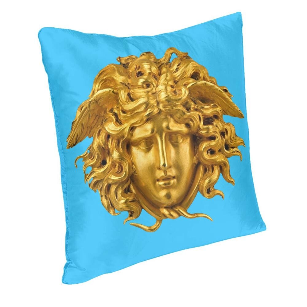 ALDO Linens & Bedding > Bedding > Pillowcases & Shams Versace Style Decorative Luxury Velvet Pillowcases Medusa Head Gold and Blue Print