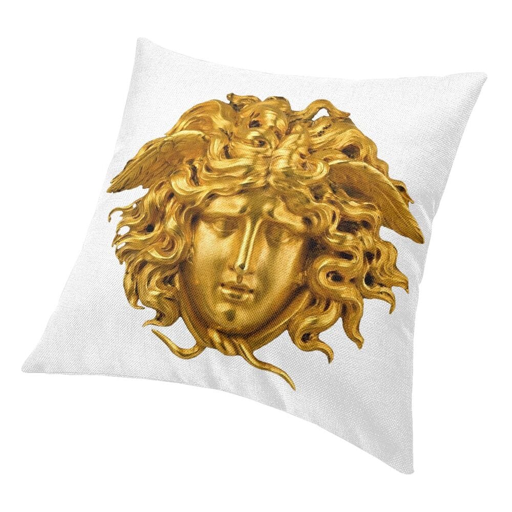 ALDO Linens & Bedding > Bedding > Pillowcases & Shams Versace Style Decorative Luxury Velvet Pillowcases Medusa Head Gold and White Print