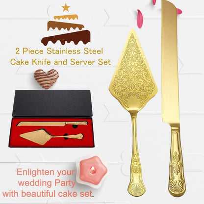 ALDO Party & Celebration > Party Supplies > Party Favors > Wedding Favors New / Stainless steel / Cake Knife cutter: 13.42 inch / 34.1 cm   Cake shovel: 11.37 onch / 28.9 lenox Beutiful Laxury Bride and Groom French Court Golden Cake Knife and Cake Shovel Set