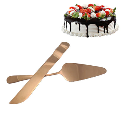 ALDO Party & Celebration > Party Supplies > Party Favors > Wedding Favors New / Stainless steel / Cake Knife cutter: 7.8inch/20cm      Cake shovel: 9inch/23cm Laxury Bride and Groom Customisable Rose Gold Cake Knife and Cake Shovel Set