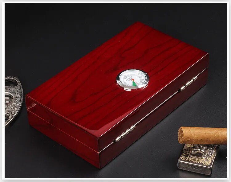 ALDO Smoking Accessories > Ashtrays Cigar Case Cuban Humidor 4pcs Portable Cigar Travel Meter Baked Lacquer Double Layer Cedar Wood