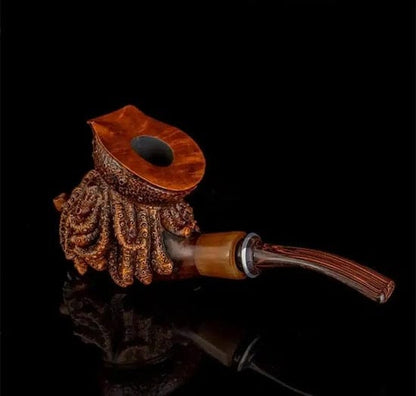 ALDO Smoking Accessories > Ashtrays Rare Collectible Pirate Davy Jones Head Octopus Design Hand Carved Solid  Briar Wood Tobacco Pipe