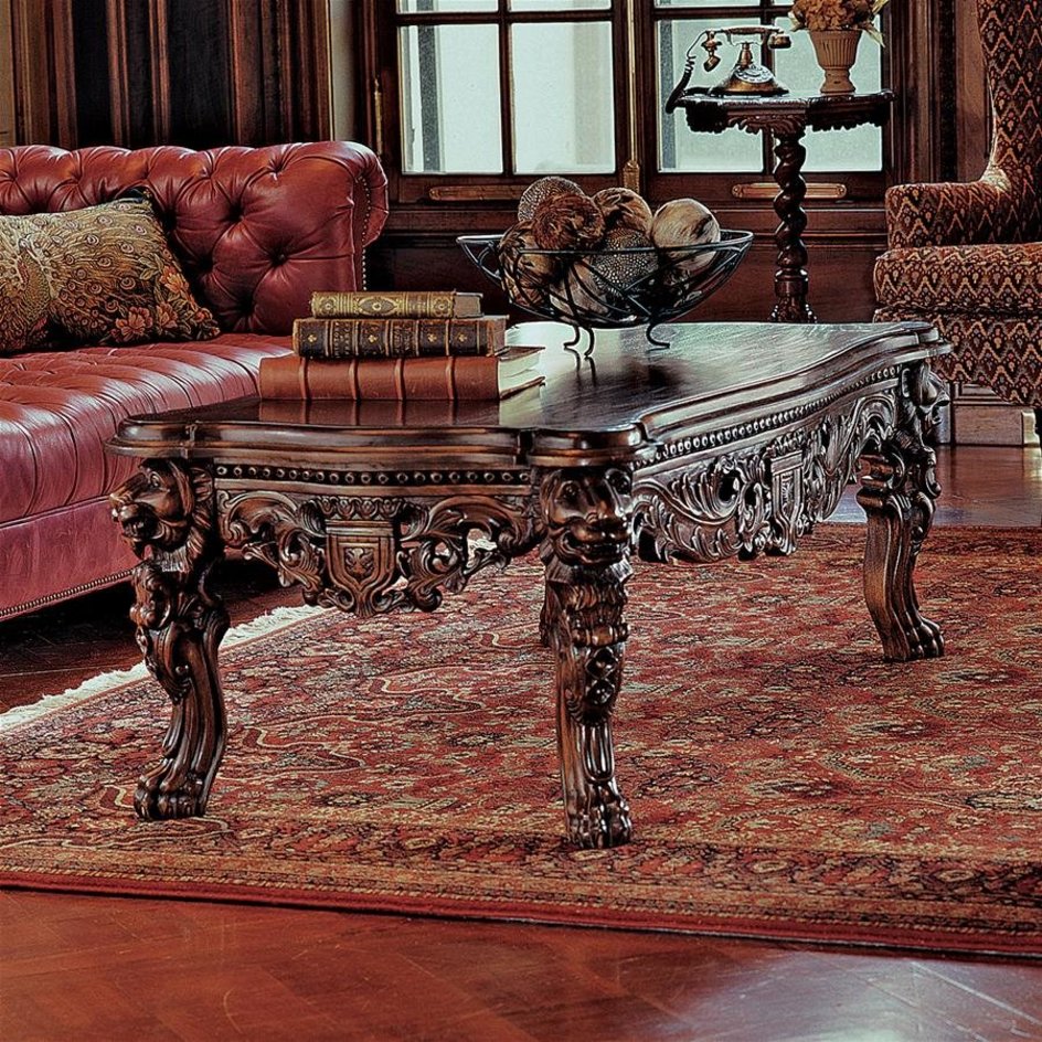 ALDO Tables > Accent Tables 24"Wx15.5"Dx28"H / new / wood Cofee Tea Lion Legs Stunning Masterpiece Hand Carved Mahogany Table