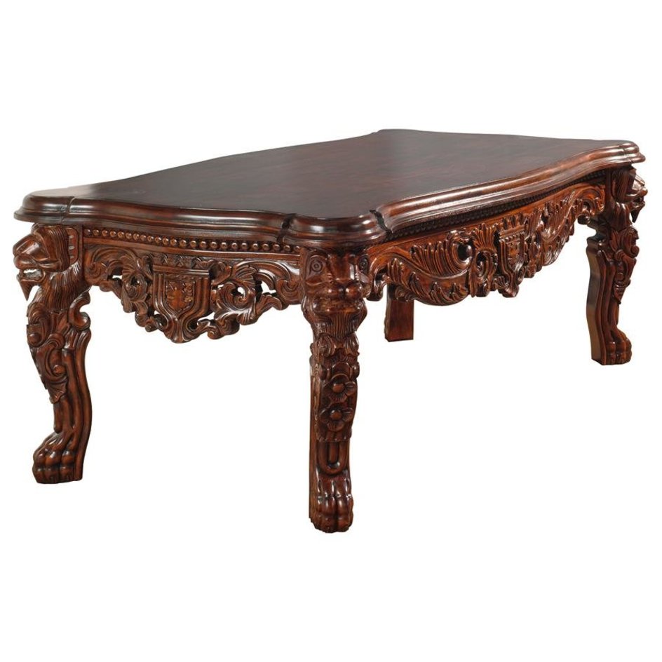 ALDO Tables > Accent Tables 24"Wx15.5"Dx28"H / new / wood Cofee Tea Lion Legs Stunning Masterpiece Hand Carved Mahogany Table