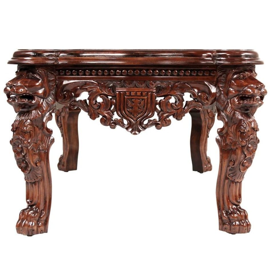 ALDO Tables > Accent Tables 24"Wx15.5"Dx28"H / new / wood Cofee Tea Lion Legs Stunning Masterpiece Hand Carved Mahogany Table